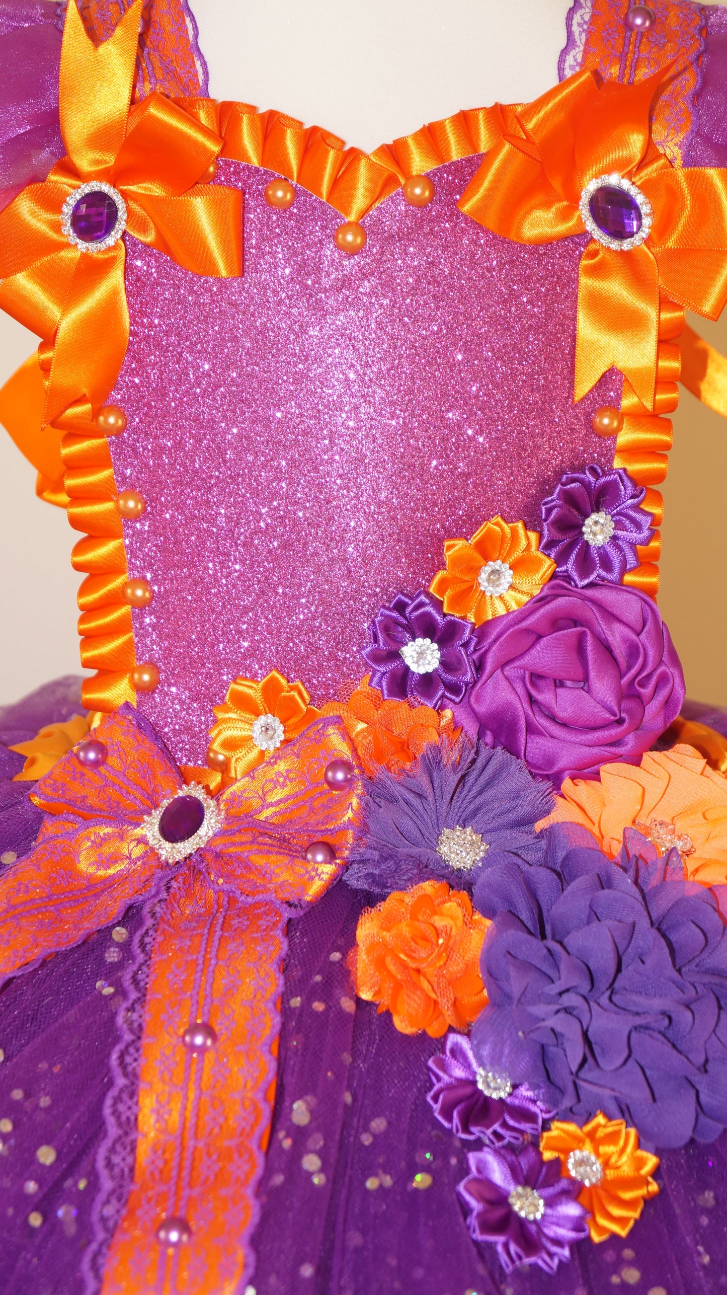 Purple and Orange Flower Fairy Tutu Dress