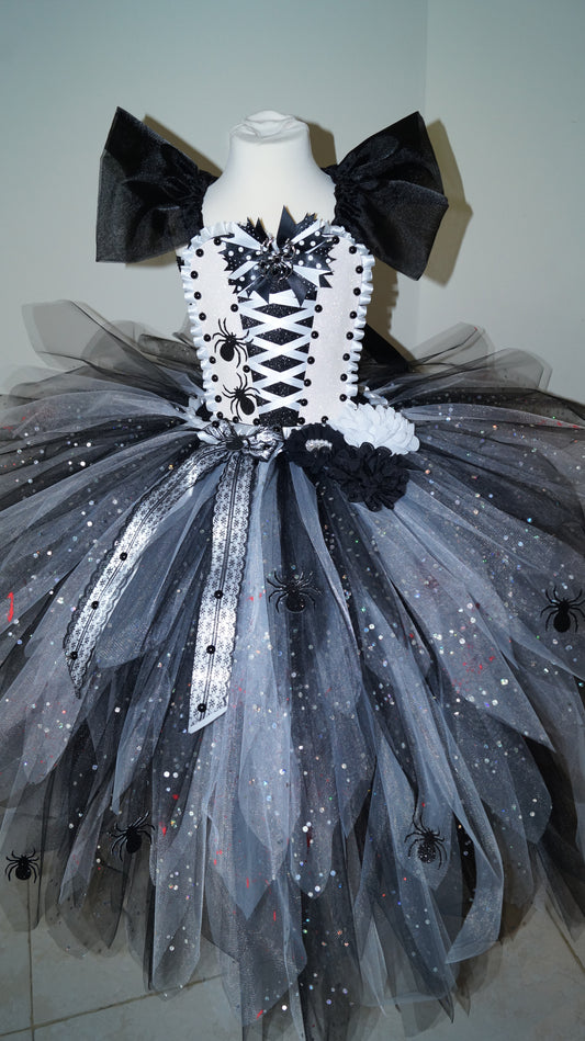 Black and White Spider Witch Zombie Bride Tutu