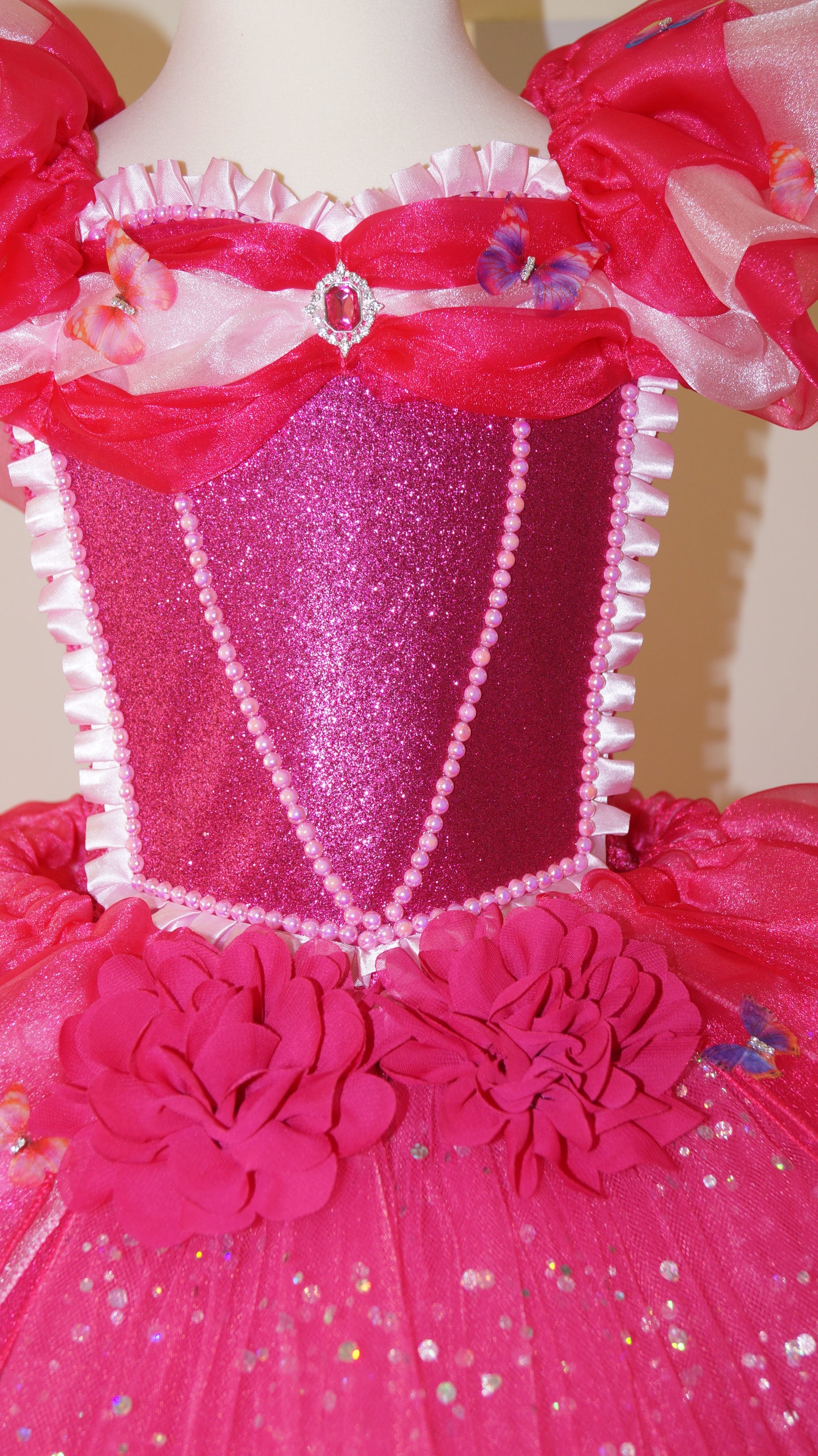 Bright Pink Princess Butterfly Tutu Dress