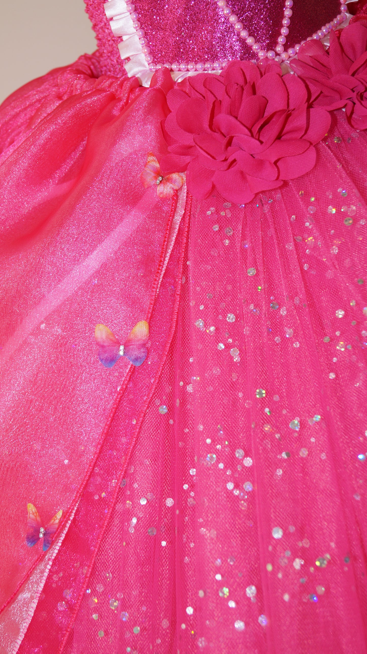 Bright Pink Princess Butterfly Tutu Dress