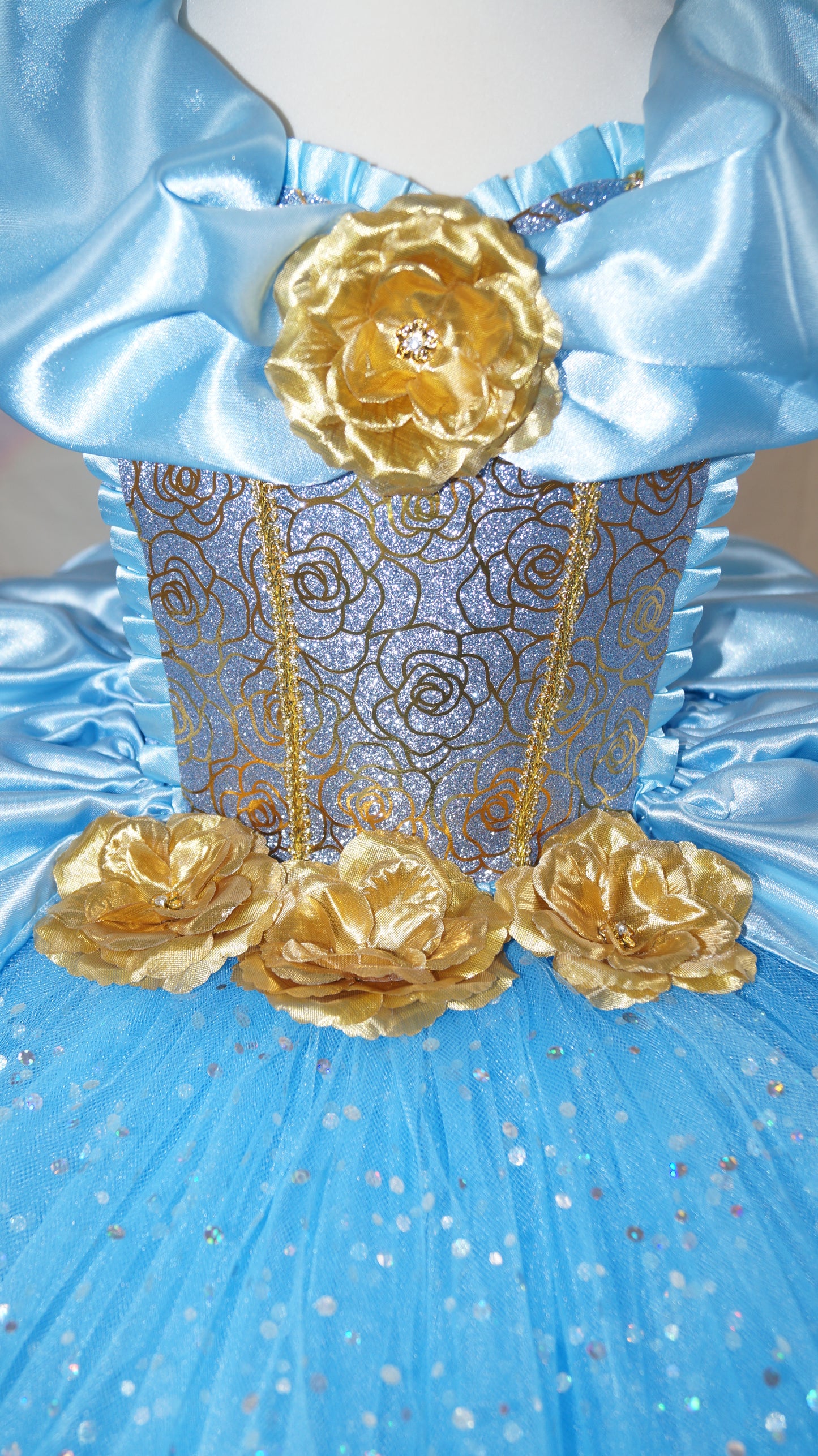 Disney Princess Deluxe Cinderella Gold Rose Tutu Dress