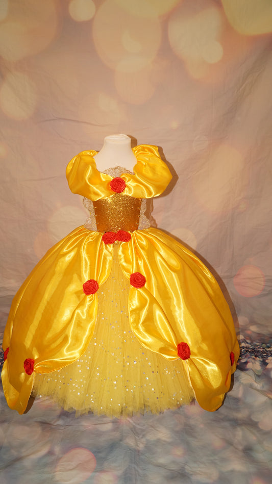 Disney Princess Belle Beauty and the Beast Satin Inspired Tutu Dress