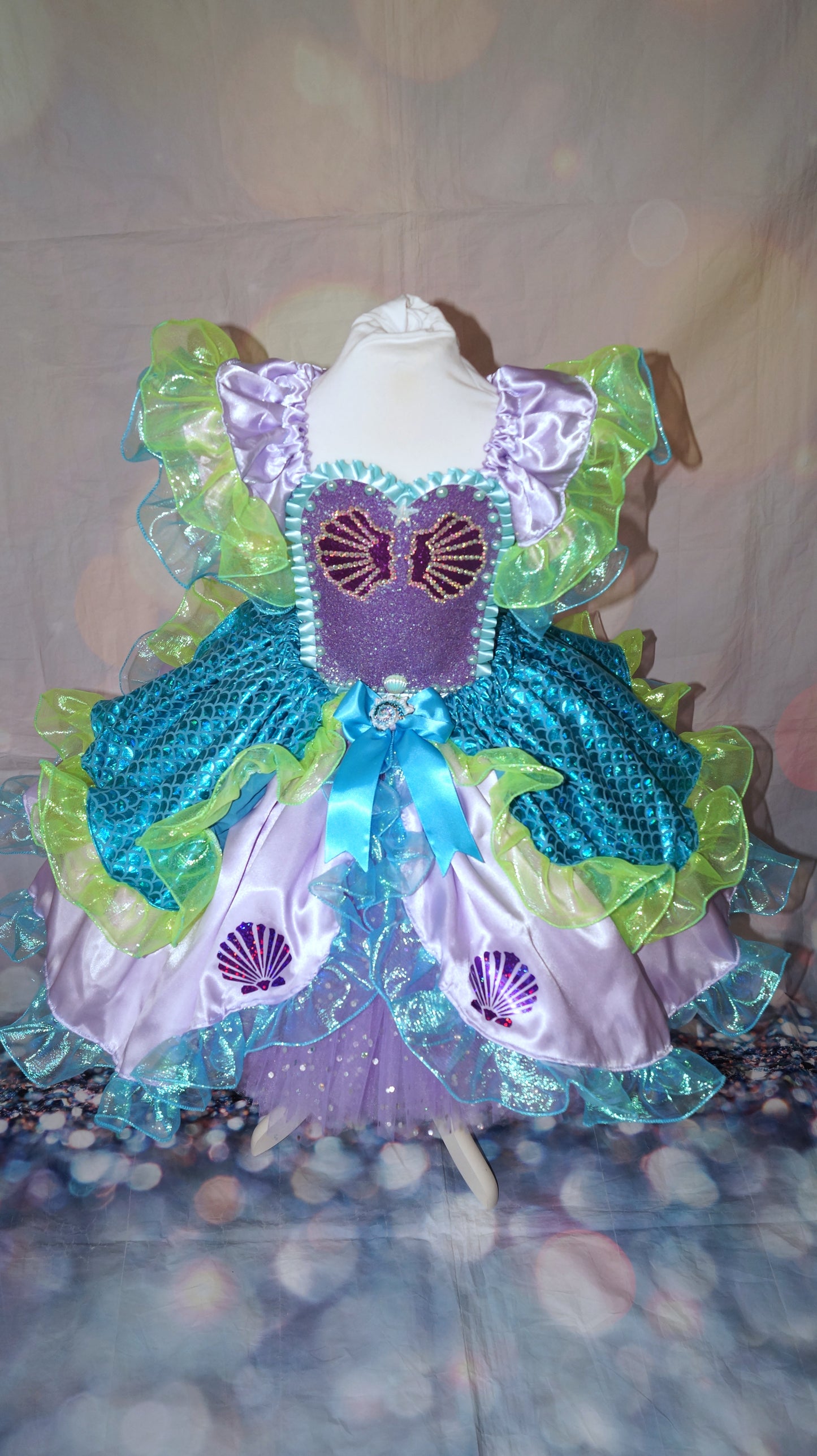 Disney Princess Ariel The Little Mermaid Inspired Shells Green and Blue Tutu Dress