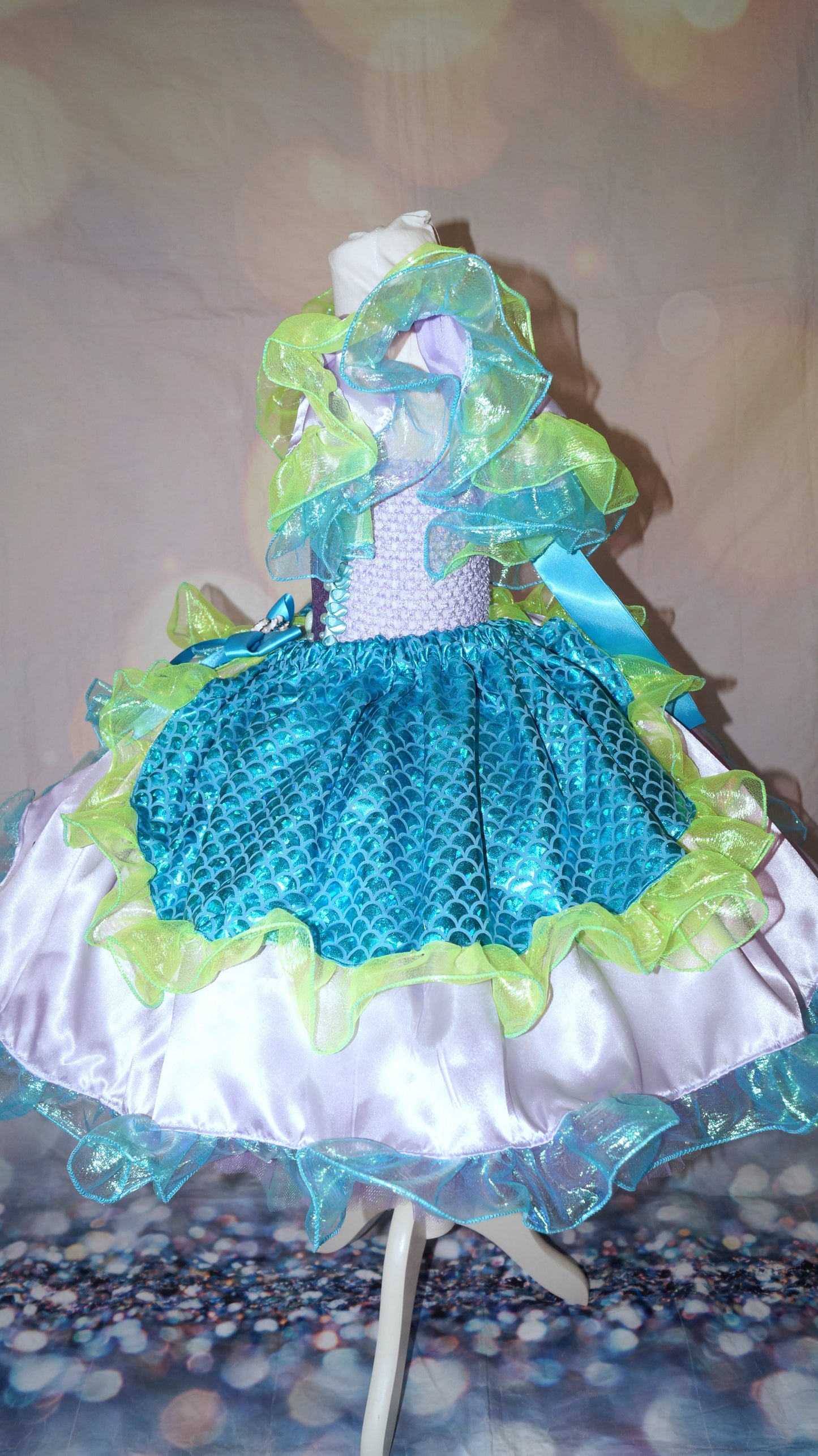 Disney Princess Ariel The Little Mermaid Inspired Shells Green and Blue Tutu Dress