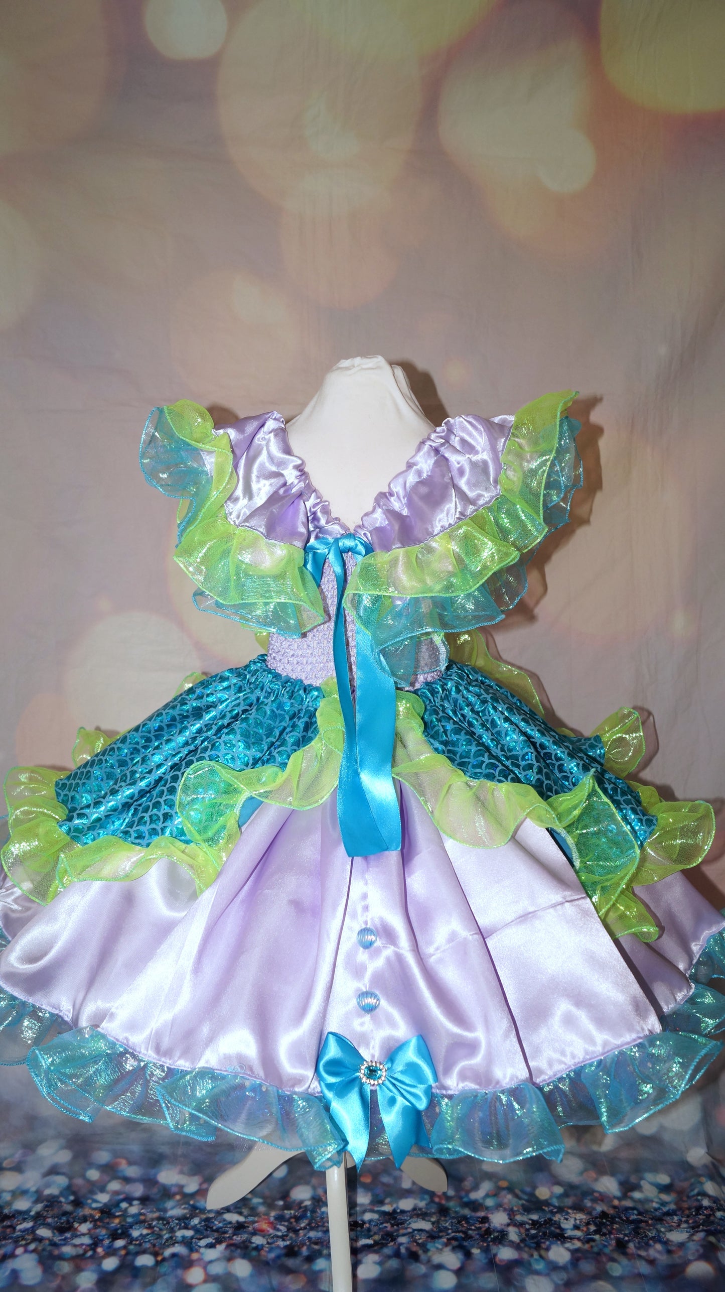 Disney Princess Ariel The Little Mermaid Inspired Shells Green and Blue Tutu Dress