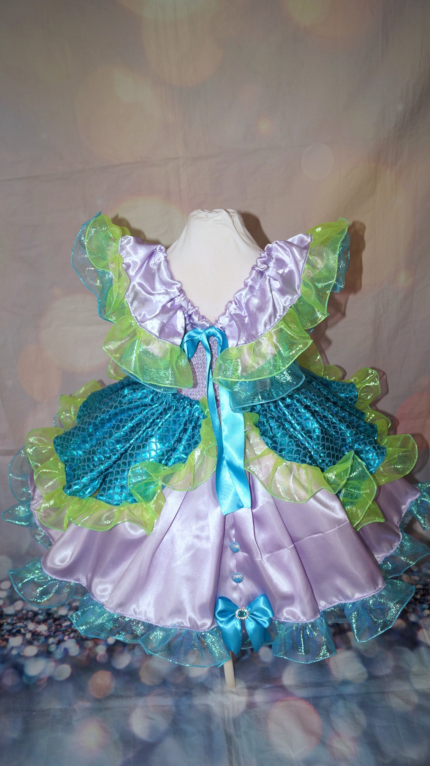 Disney Princess Ariel The Little Mermaid Inspired Shells Green and Blue Tutu Dress