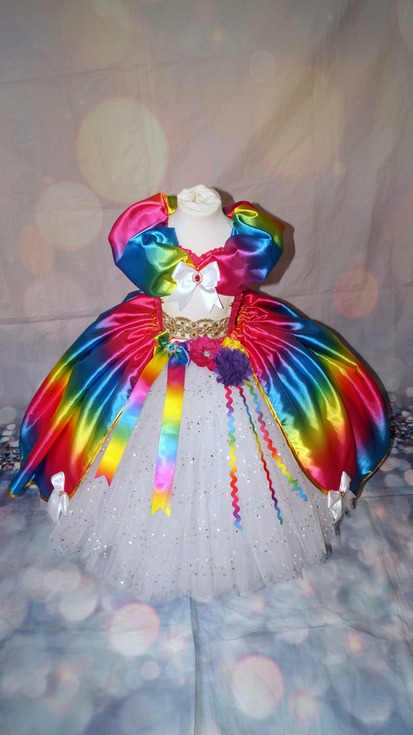 Rainbow and White Skirt Princess Tutu Dress