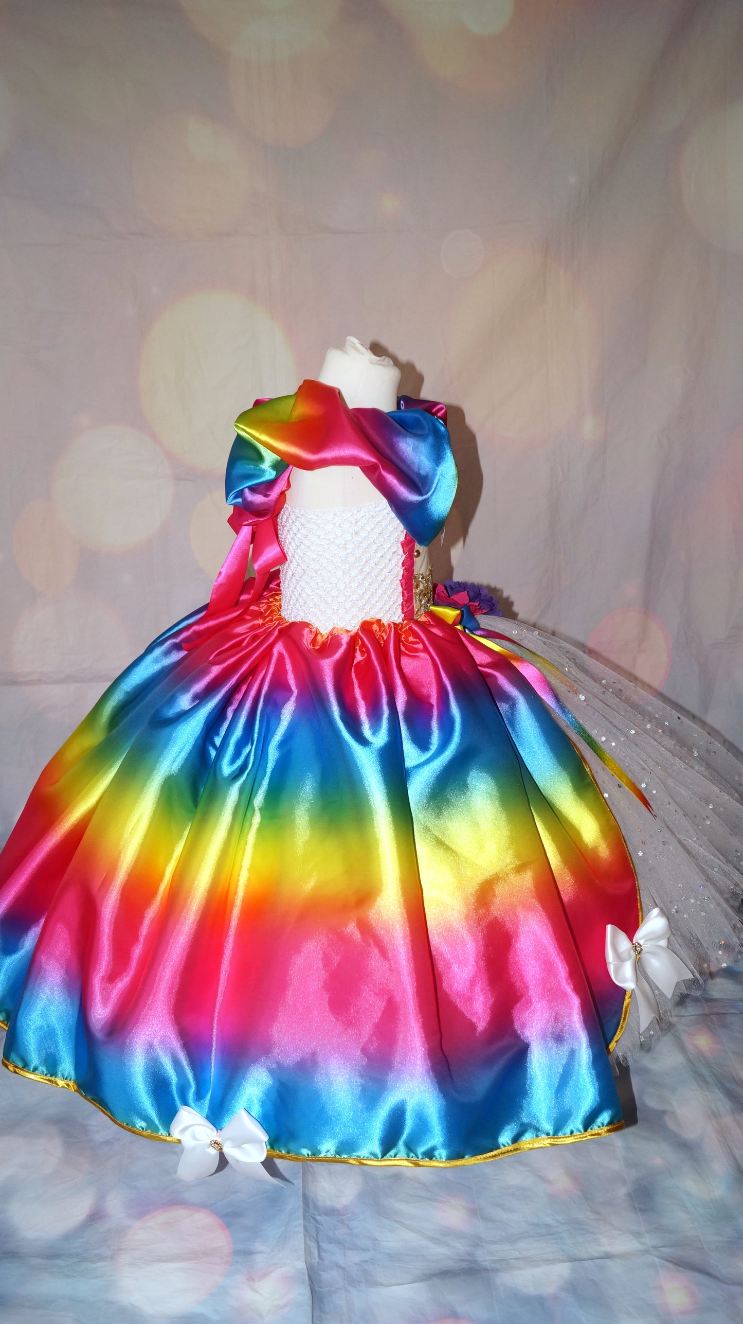 Rainbow and White Skirt Princess Tutu Dress