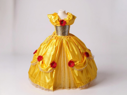 Disney Princess Deluxe Belle Beauty and the Beast Red Rose Tutu Dress