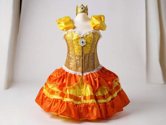 Adult Princess Daisy Super Mario Brothers Inspired Pink Tutu Dress Pageant Ball Gown Birthday Party Costume Halloween Cosplay