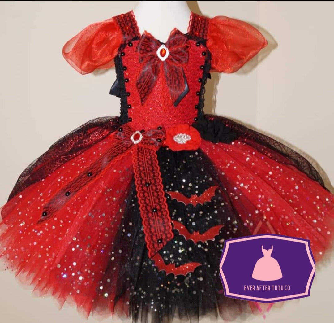 Red and Black Vampire Bat Tutu Dress
