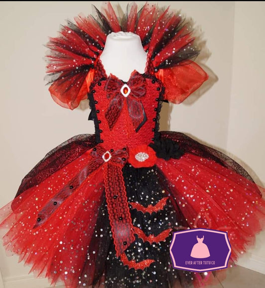 Red and Black Vampire Bat Tutu Dress