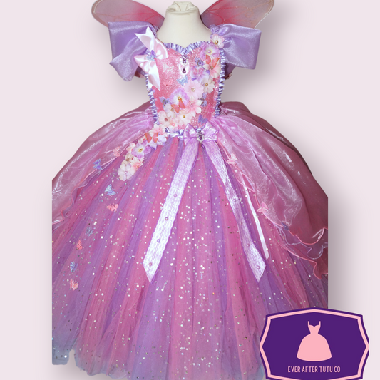 Princess Pink and Purple Butterfly Flower Fairy Tutu Dress