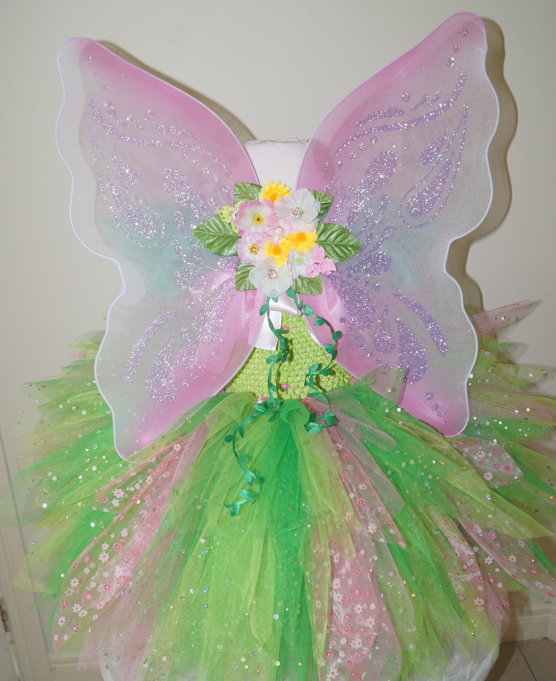 Tinkerbell Green Flower Fairy Tutu Dress EverAfterTutuCo Tinkerbell Green Flower Fairy Tutu Dress EverAfterTutuCo