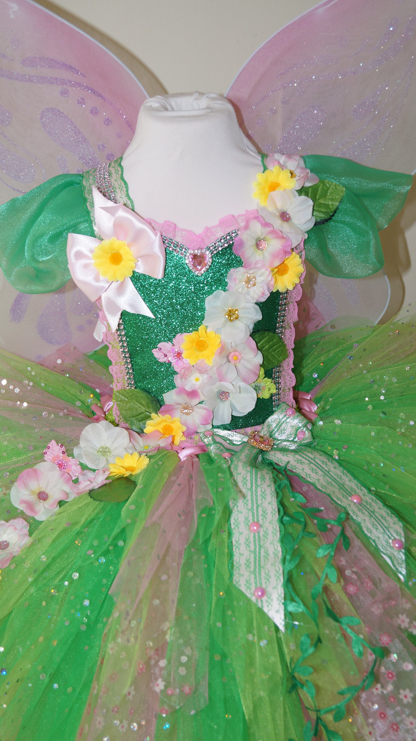 Tinkerbell Green Flower Fairy Tutu Dress