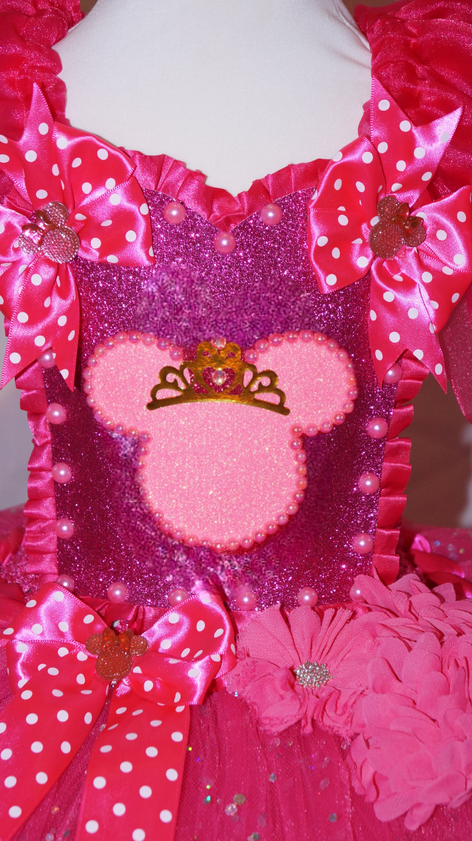 princess minnie mouse dress Minnie Mouse Pink Princess Tutu Dress Satin Ball Gown Gold Birthday Party Pageant Halloween Glitter Sparkles Celebration Cosplay Disney