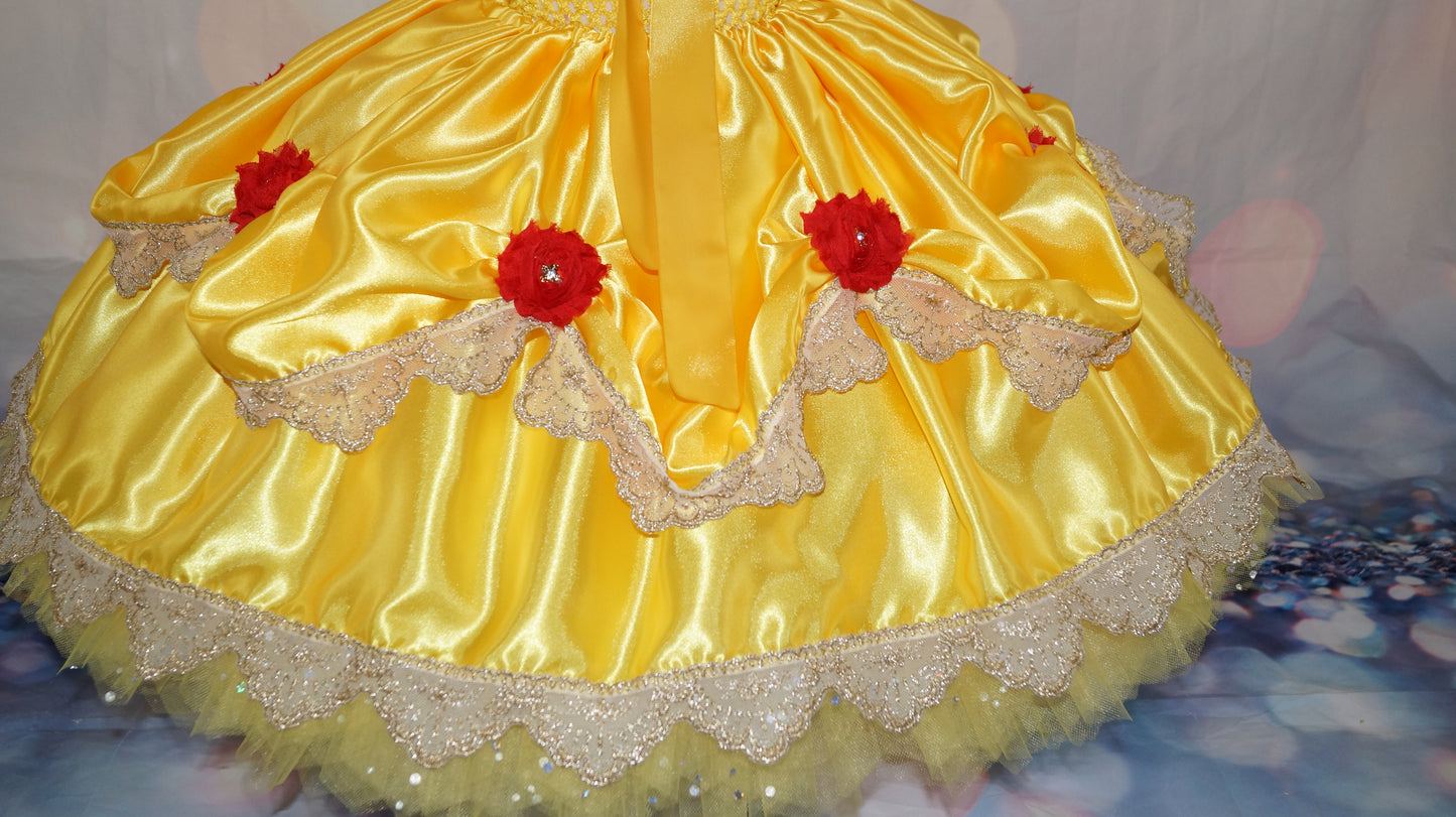 Disney Princess Deluxe Belle Beauty and the Beast Red Rose Tutu Dress