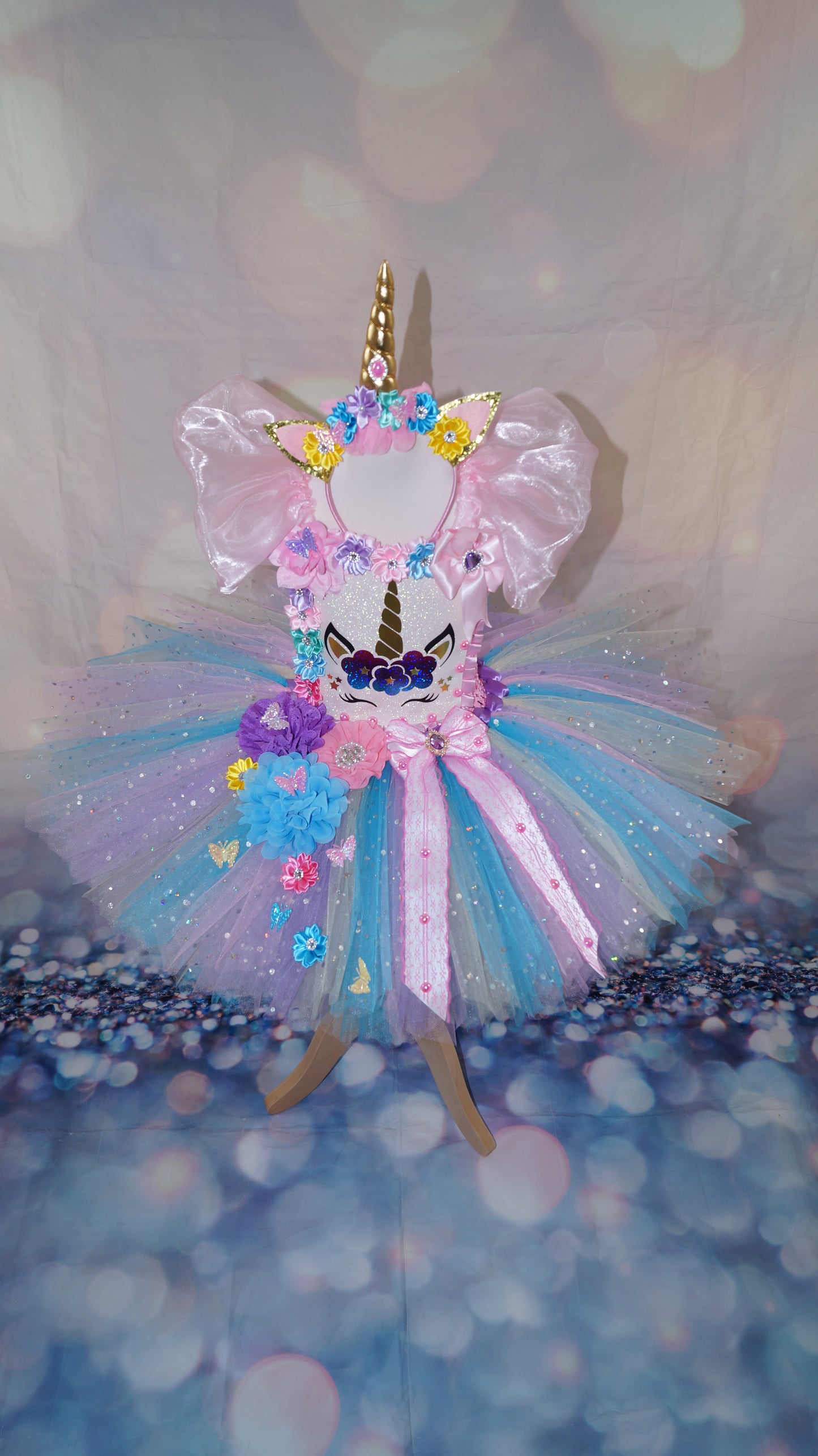 Flower and Butterfly Unicorn Tutu Dress