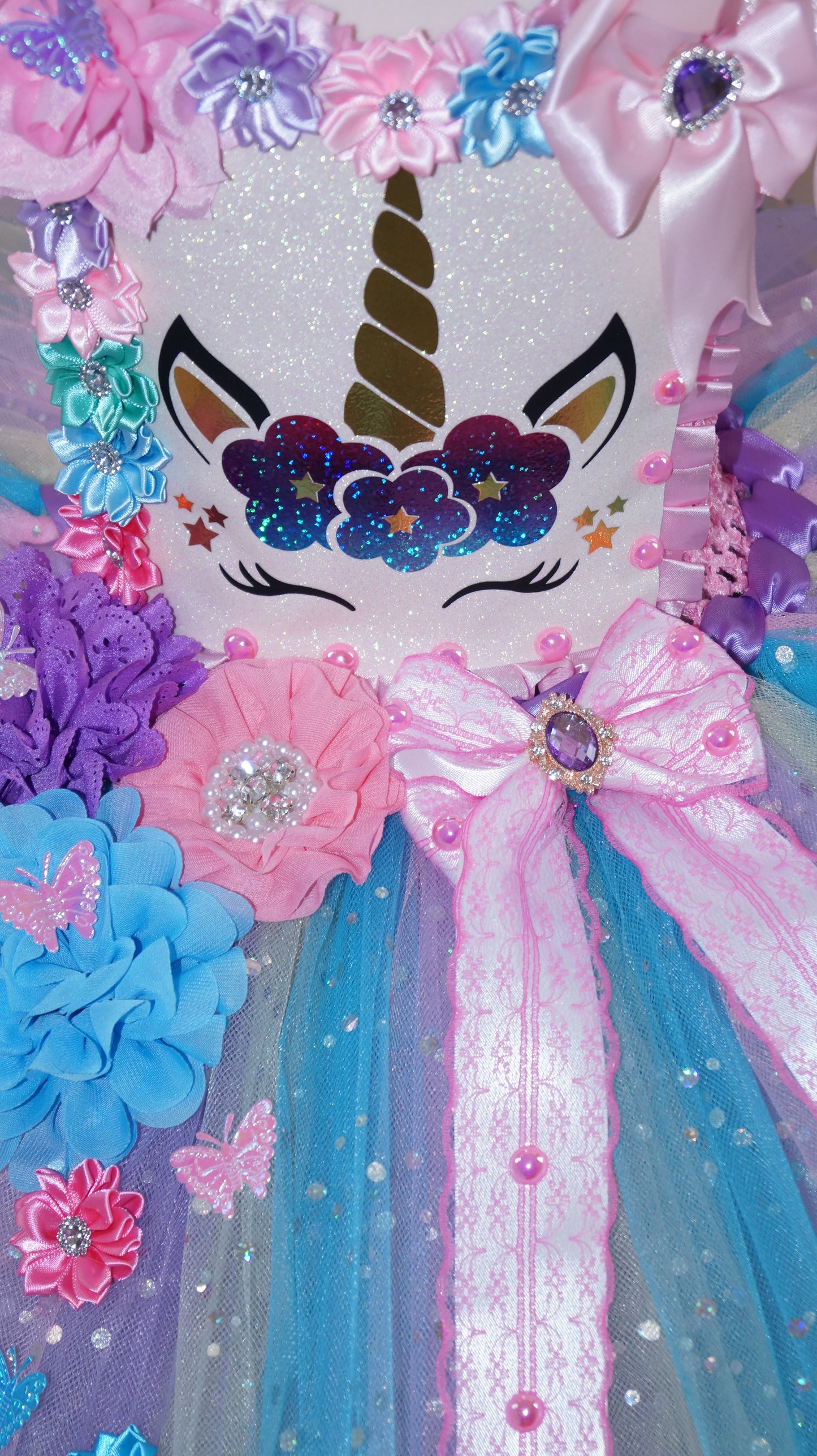 Flower and Butterfly Unicorn Tutu Dress