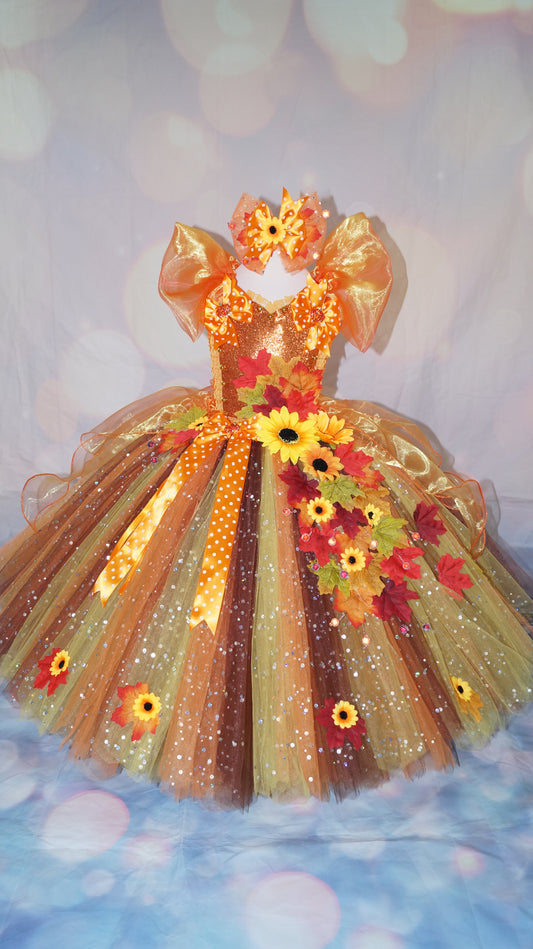 Fall Autumn Pumpkin Sunflower Flower Fairy Tutu Dress