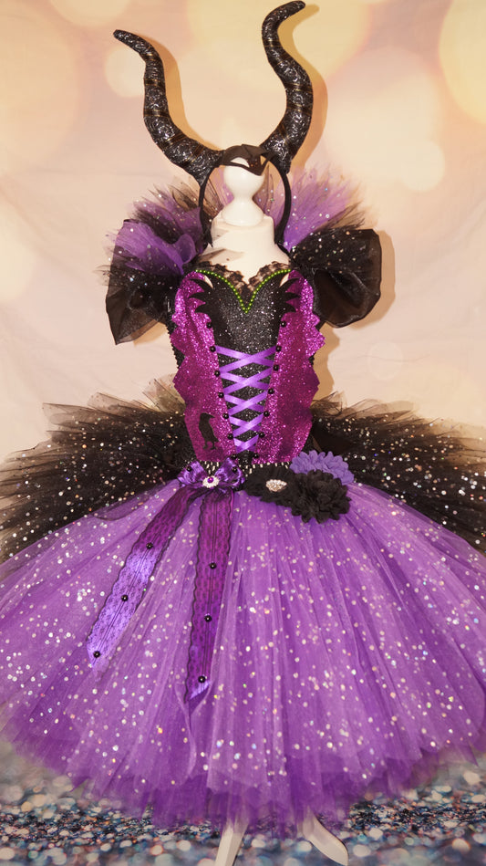 Halloween Maleficent Crow Witch Tutu Dress