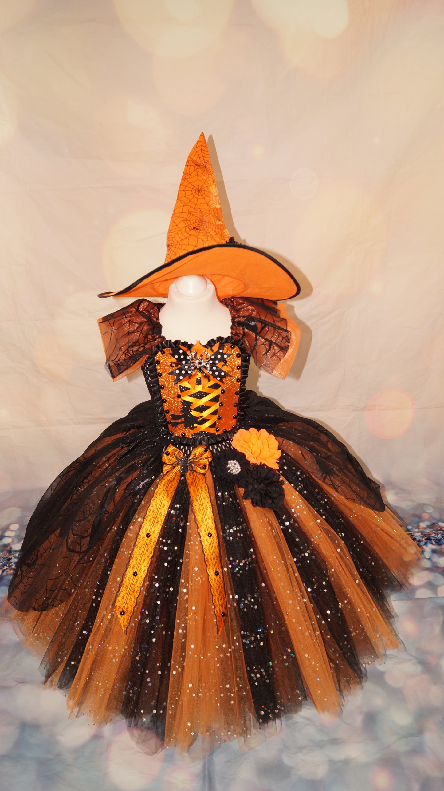 Black and Orange Halloween Witch Tutu Dress