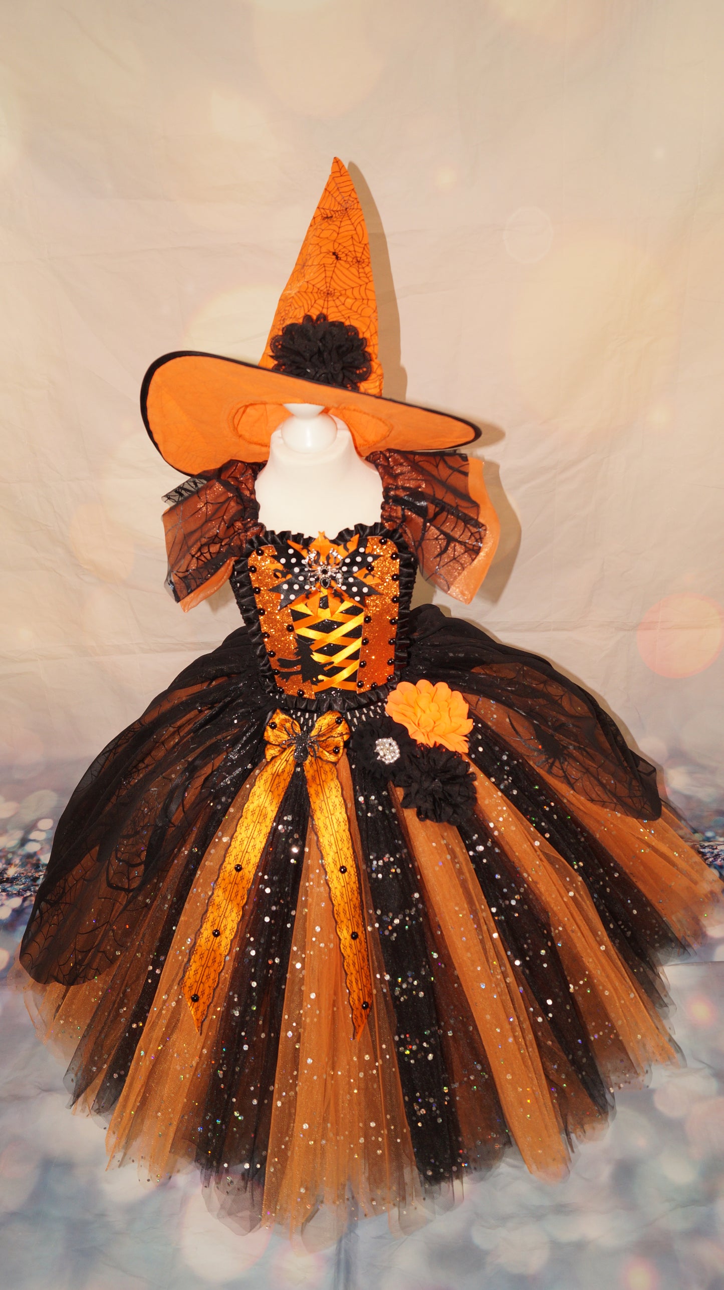Black and Orange Halloween Witch Tutu Dress