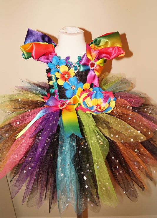 Punk Rock Rainbow Flower Fairy Tutu Dress