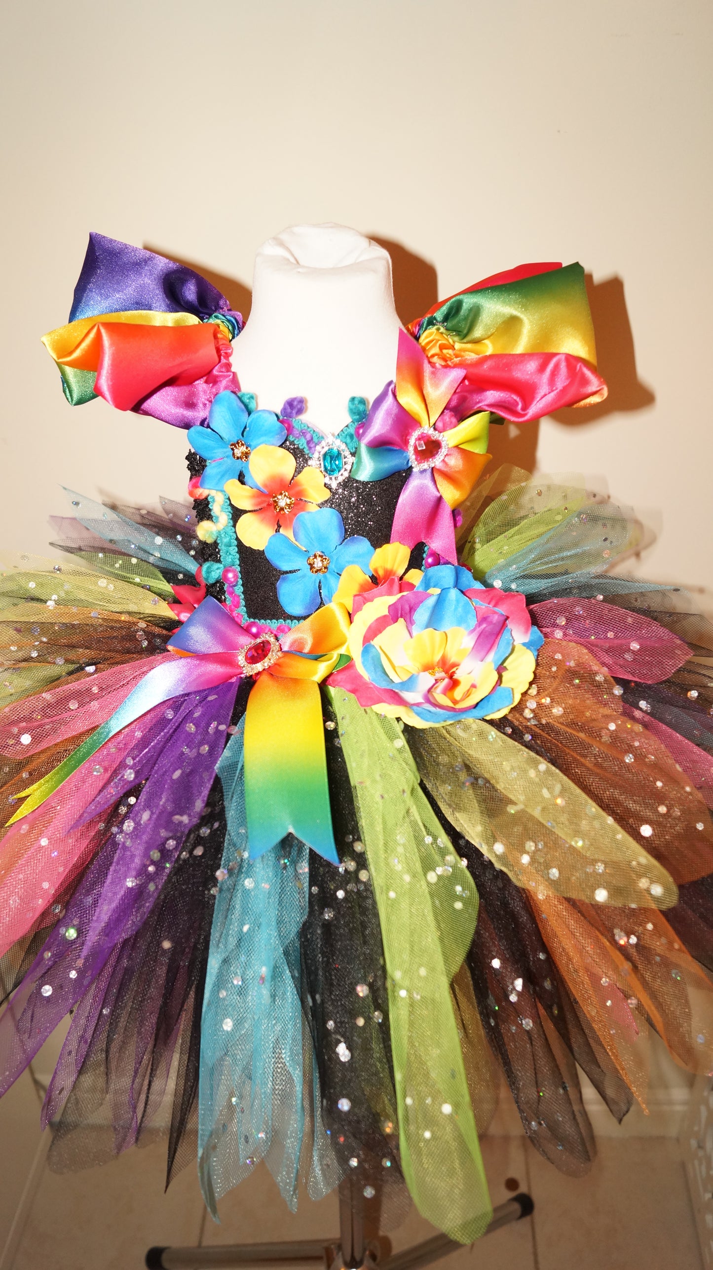 Punk Rock Rainbow Flower Fairy Tutu Dress