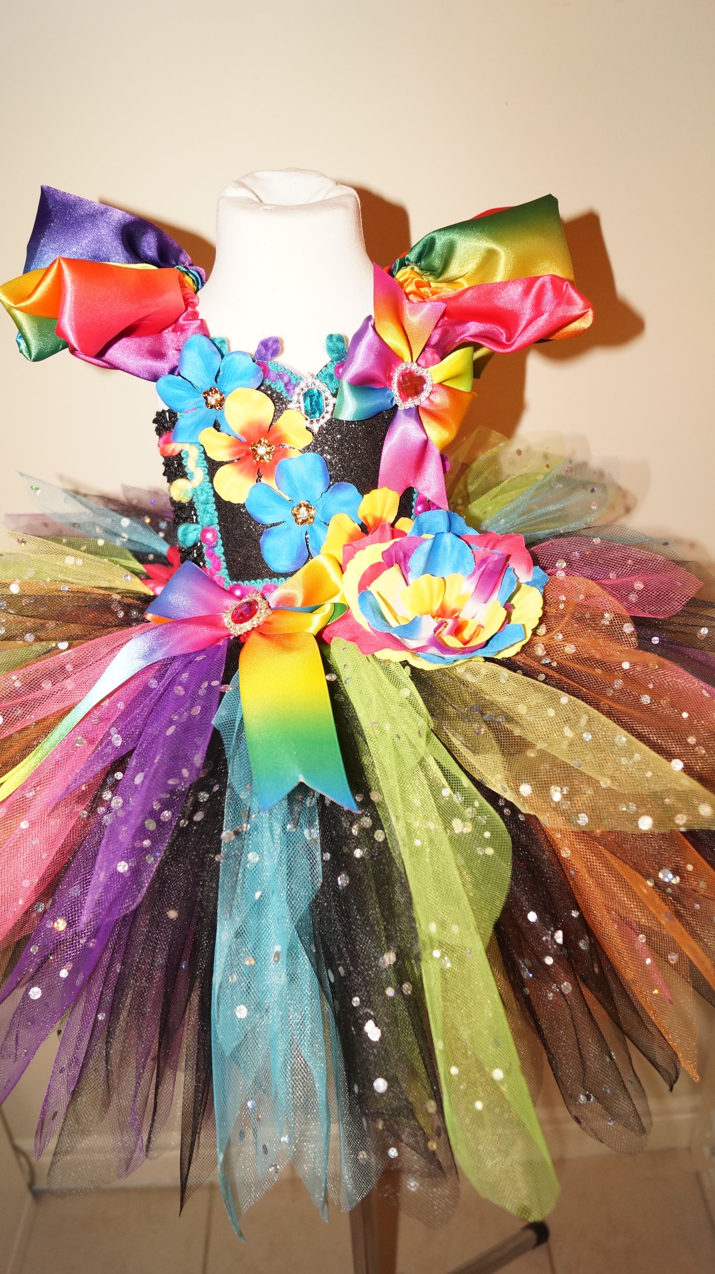 Punk Rock Rainbow Flower Fairy Tutu Dress