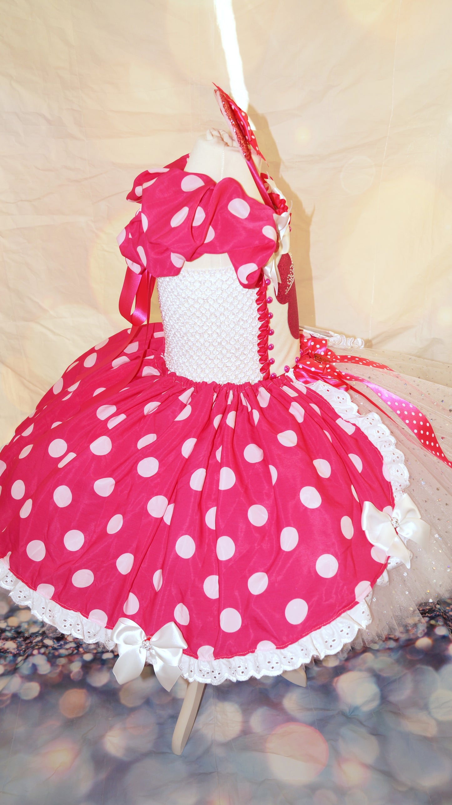 Disney Pink and White Polka Dot Minnie Mouse Inspired Tutu Dress