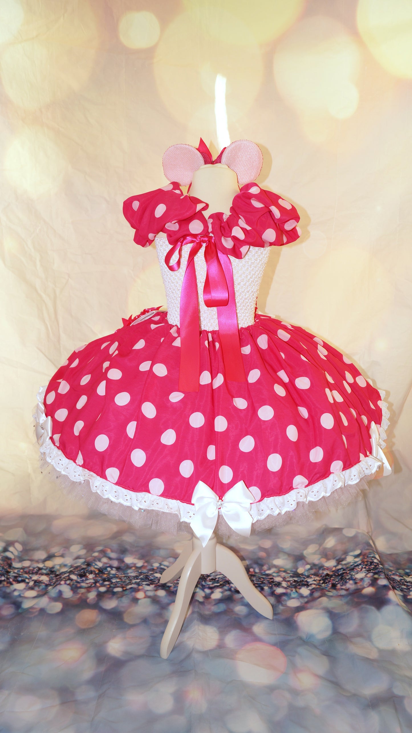 Disney Pink and White Polka Dot Minnie Mouse Inspired Tutu Dress