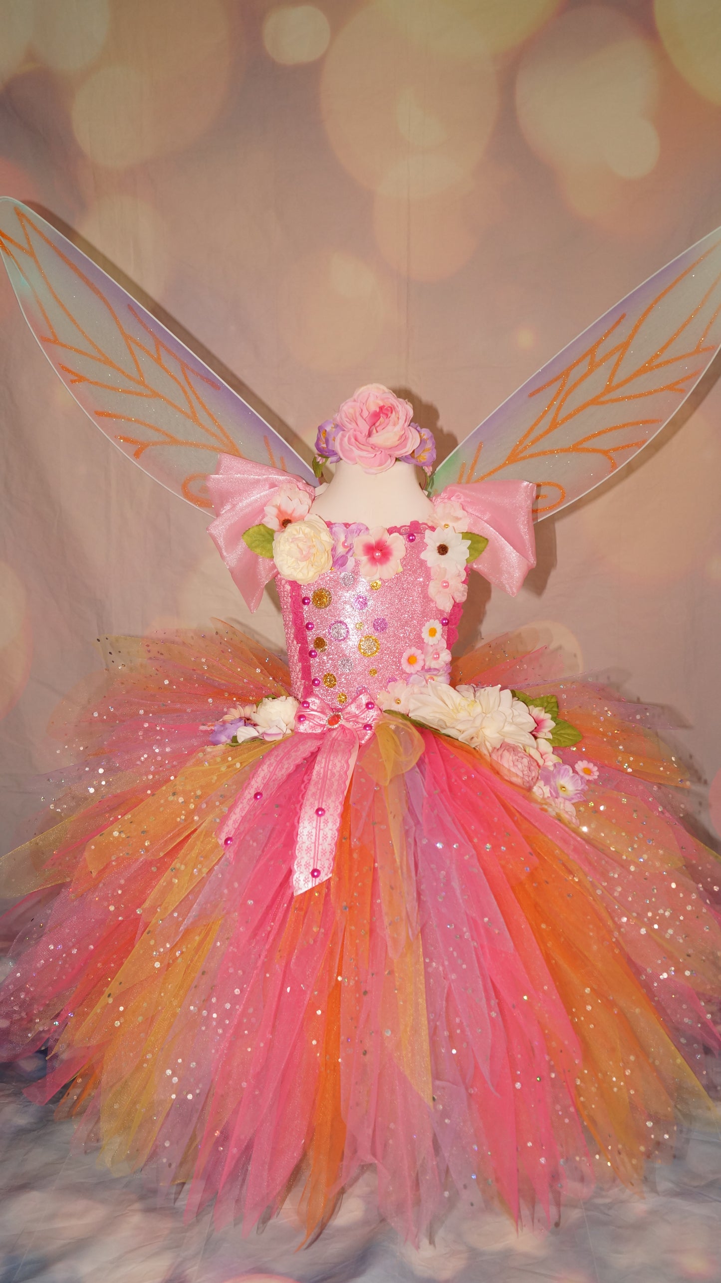 Princess Pink Spring Summer Flower Fairy Tutu Dress