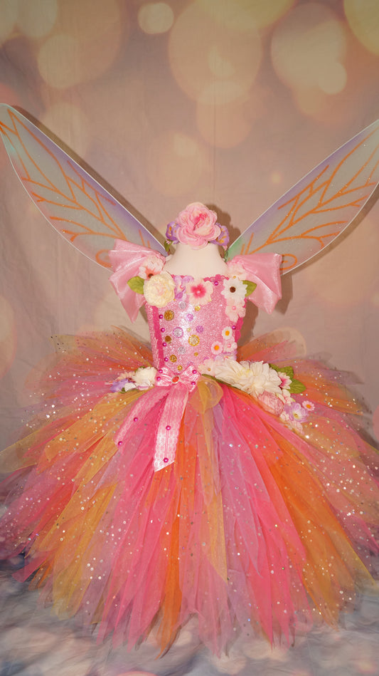 Princess Pink Spring Summer Flower Fairy Tutu Dress