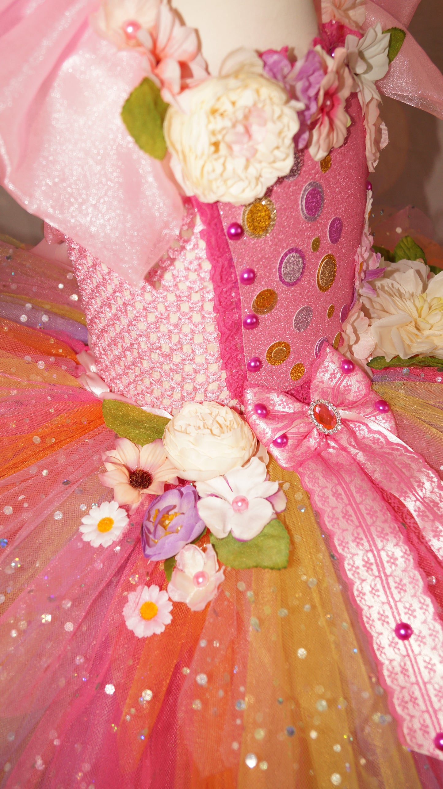 Princess Pink Spring Summer Flower Fairy Tutu Dress