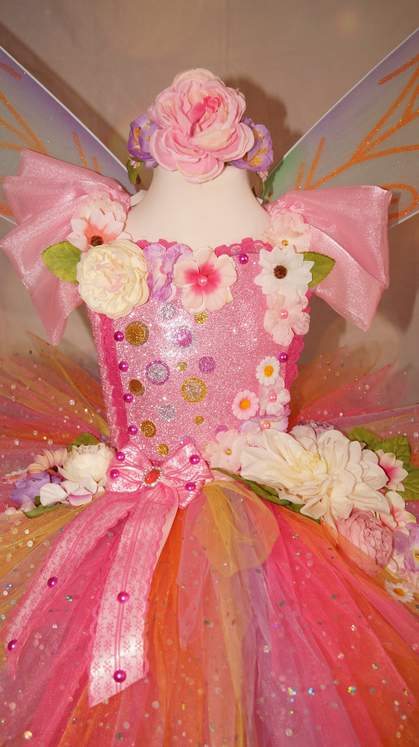 Princess Pink Spring Summer Flower Fairy Tutu Dress